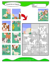 Puzzle Kes Yapıştır Çalışma Sayfaları